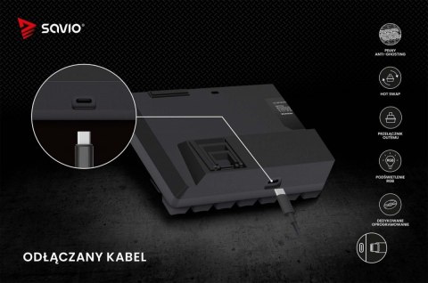 Savio Klawiatura mechaniczna BLACKOUT X2 OUTEMU Red, Hot Swap