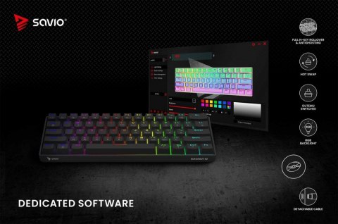 Savio Klawiatura mechaniczna BLACKOUT X2 OUTEMU Red, Hot Swap