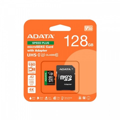 Adata Karta pamięci microSD Speed Plus 128GB UHS1 U3 V30 A2 180/160 MB/s