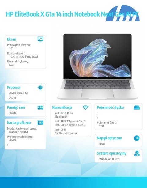 HP Inc. Laptop EliteBook X G1a AI7P360 1TB/32GB/W11P/14.0 B9ZX1ET