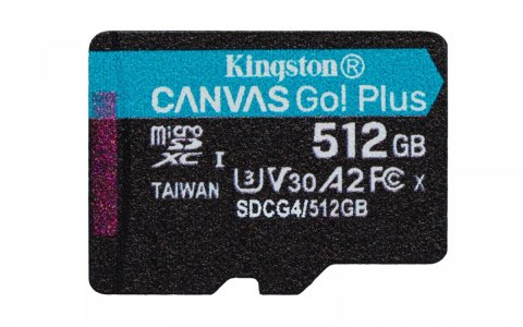 Kingston Karta pamięci microSD 512GB CanvasGo! Plus 200MB/s A2 U3 V30 + adapter