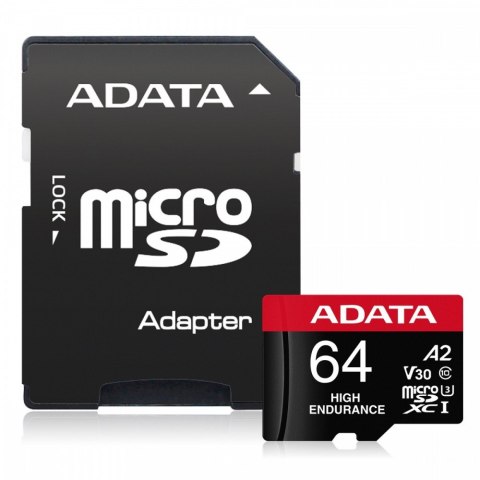 Adata Karta pamięci microSD High Endurance 64GB UHS1 U3 V30 A2 100/80MB/s + Adapter