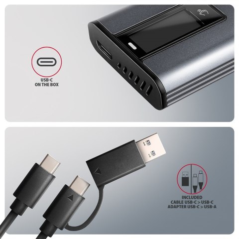 AXAGON EEM2-SD2 Obudowa zewnętrzna aluminiowa bezśrubowa USB-A/C 3.2 Gen2 M.2 NVMe/SATA display LCD