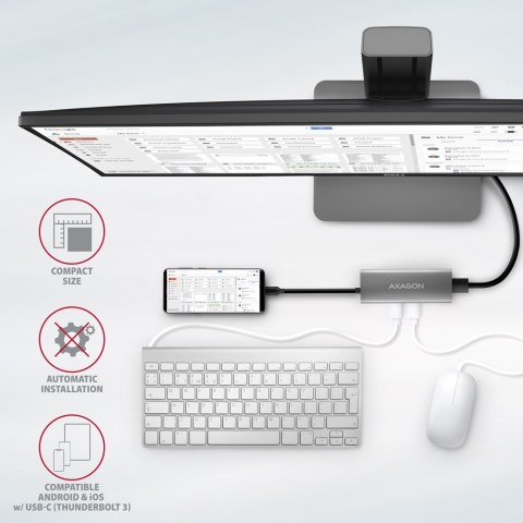 AXAGON HMC-5G21 Wieloportowy hub USB 5in1, 10Gbps, 2x USB-A + 2x USB-C + HDMI 4K/30Hz, PD 60W, 13cm USB-C kabel