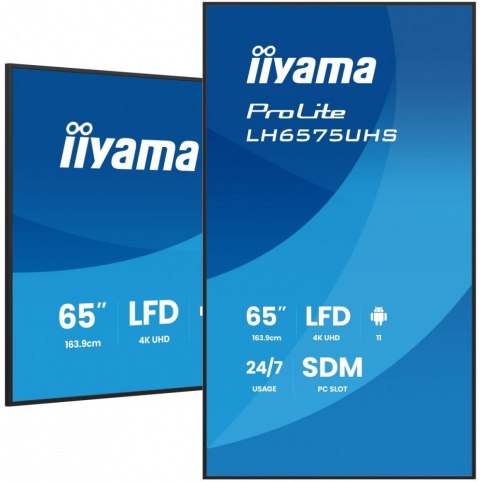 IIYAMA Monitor 65 cali LH6575UHS-B2AG,24/7,IPS,ANDROID.11,4K, WiFi, iiSignage2, FailOver, EShare, 24/7, full daisy chain