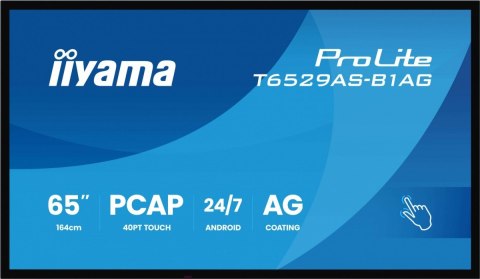 IIYAMA Monitor 65 cali T6529AS-B1AG VA,4K,HDMIx2,USB-C,RJ45,2x10W,WiFi, Android 14, Signal FailOver, Whiteboard, iiSignage2 (CMS), 