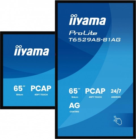 IIYAMA Monitor 65 cali T6529AS-B1AG VA,4K,HDMIx2,USB-C,RJ45,2x10W,WiFi, Android 14, Signal FailOver, Whiteboard, iiSignage2 (CMS), 