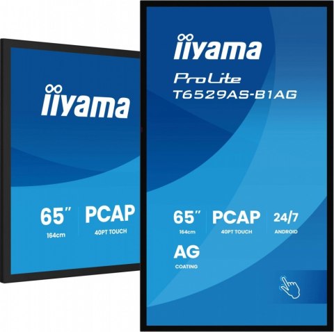 IIYAMA Monitor 65 cali T6529AS-B1AG VA,4K,HDMIx2,USB-C,RJ45,2x10W,WiFi, Android 14, Signal FailOver, Whiteboard, iiSignage2 (CMS), 