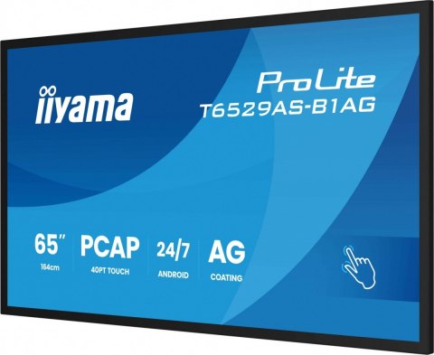 IIYAMA Monitor 65 cali T6529AS-B1AG VA,4K,HDMIx2,USB-C,RJ45,2x10W,WiFi, Android 14, Signal FailOver, Whiteboard, iiSignage2 (CMS), 