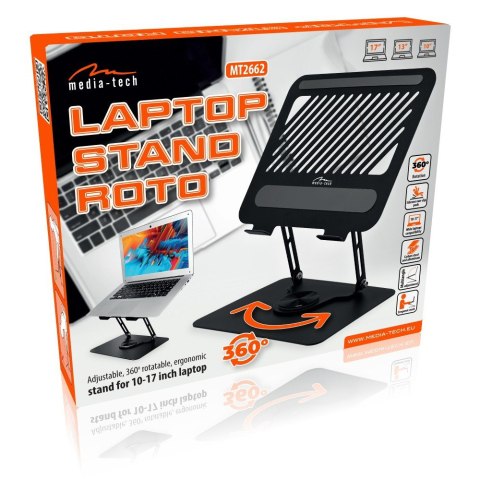 Media-Tech Obrotowa, ergonomiczna podstawka pod laptopa 10-17 LAPTOP STAND ROTO MT2662 pełna regulacja