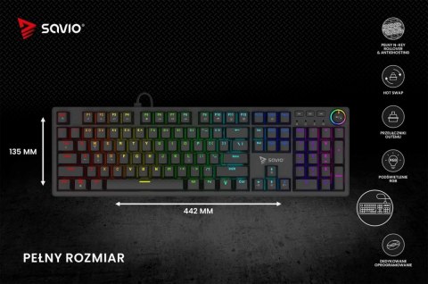 Savio Klawiatura mechaniczna STYX Outemu Blue Hot Swap RGB