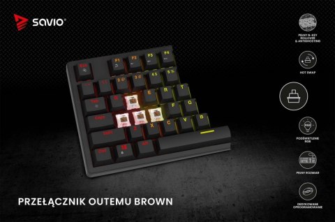 Savio Klawiatura mechaniczna STYX Outemu Brown Hot Swap RGB