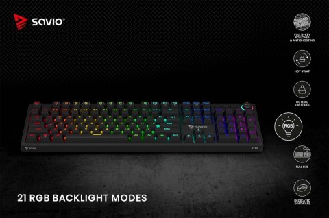 Savio Klawiatura mechaniczna STYX Outemu Peach Silent Hot Swap RGB