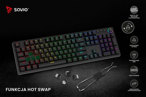 Savio Klawiatura mechaniczna STYX Outemu Red Hot Swap RGB