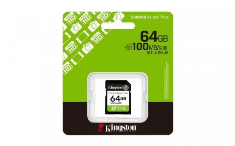 Kingston Karta pamięci SD 64GB Canvas Select Plus Gen3 100MB/s