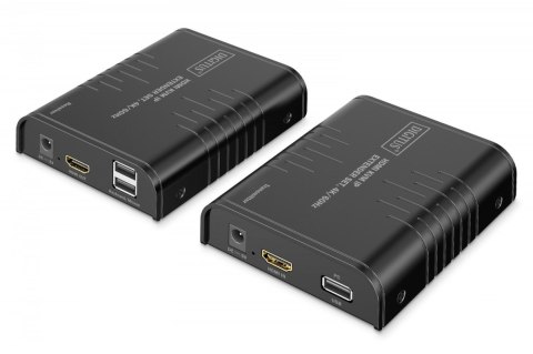 Digitus Przedłużacz (extender) po skrętce kat.6 HDMI 4K/60Hz z KVM USB 2.0 przez IP 1G lub do 120m/200m, max. 253 odbiorniki, ekran doty