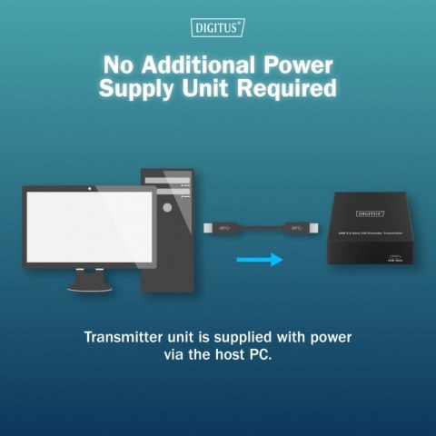Digitus Przedłużacz (extender) po skrętce kat.6A USB 3.1 Gen1 do 100m, 3x USB-A, 1x USB-C do 5 Gbps, 1x RJ45 (Gigabit Ethernet) - zesta