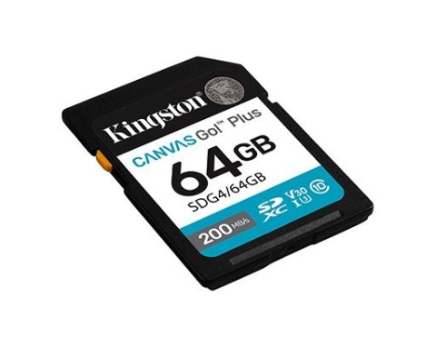 Kingston Karta pamięci SD 64GB Canvas Go Plus 200/100 MB/s C10 U3 V30