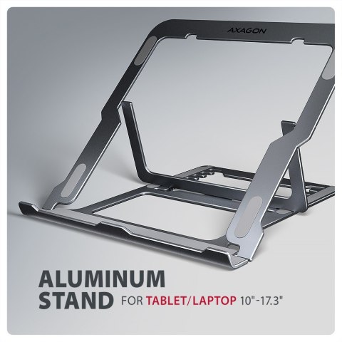 AXAGON STND-LAG Podstawa do laptopów aluminiowa 10-17,3 cala 8 regulowanych pozycji, Szara