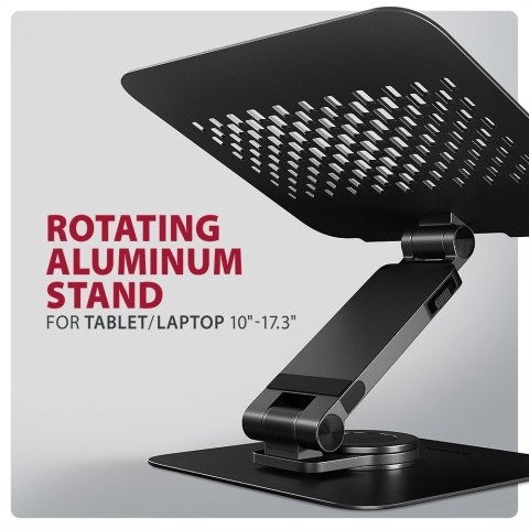 AXAGON STND-LRB Podstawa do laptopów aluminiowa 10-17,3 cala regulowana wysokość, obrotowa o 360 stopni, Czarna
