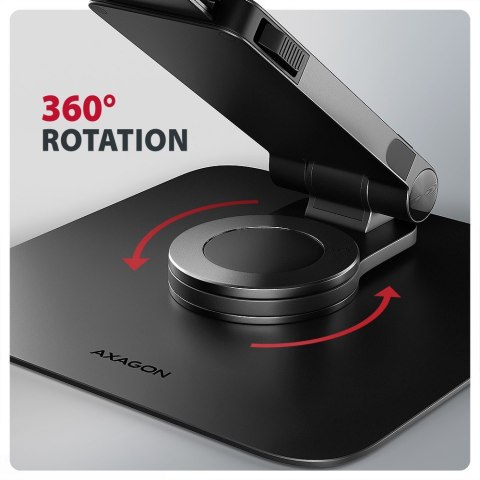 AXAGON STND-LRB Podstawa do laptopów aluminiowa 10-17,3 cala regulowana wysokość, obrotowa o 360 stopni, Czarna