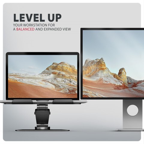 AXAGON STND-LRB Podstawa do laptopów aluminiowa 10-17,3 cala regulowana wysokość, obrotowa o 360 stopni, Czarna