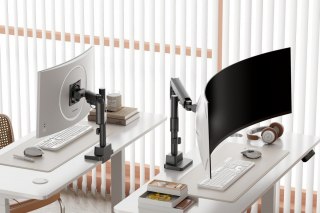 Digitus Ramię biurkowe pojedyncze z zaciskiem i sprężyną gazową 1x LCD max. 57" 27kg, VESA: 75x75, 100x100, czarne