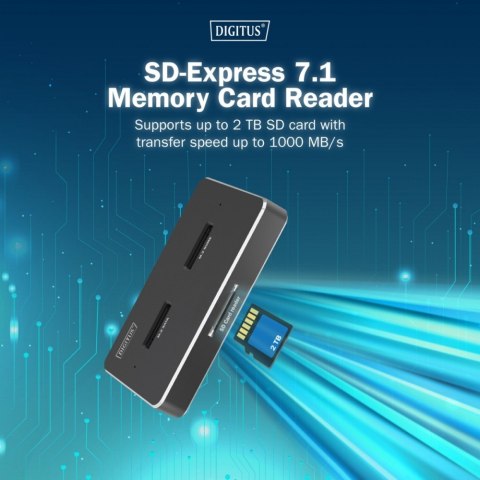 Digitus Stacja dokująca dysków | USB-C 3.2 Gen2 10Gbps | SSD M.2 NVMe + SATA (max. 2x 4TB) | Czytnik kart SD-Express 7.1 (max. 2TB) | Cz