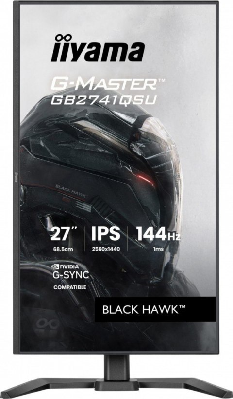 IIYAMA Monitor 27 cali GB2741QSU-B1 IPS,QHD,144Hz,1ms,2xUSB, Adaptive G-SYNC,HDMI,DP,350cd, HAS (150) PIVOT