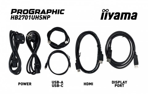 IIYAMA Monitor 27 cali ProGraphic HB2701UHSNP-B1 4K,IPS BLACK 2.0,450cd,VESA USB-c dock(PD:96W),HDMI,DP,DAISY/CHAIN,4xUSB,RJ45,3000:1,s