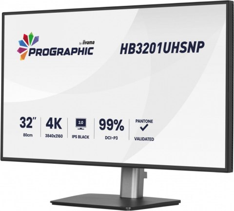 IIYAMA Monitor 31.5 cala ProGraphic HB3201UHSNP-B1 4K,IPS BLACK 2.0,450cd,VESA USB-c dock(PD:96W),HDMI,DP,DAISY/CHAIN,4xUSB,RJ45,3000:1