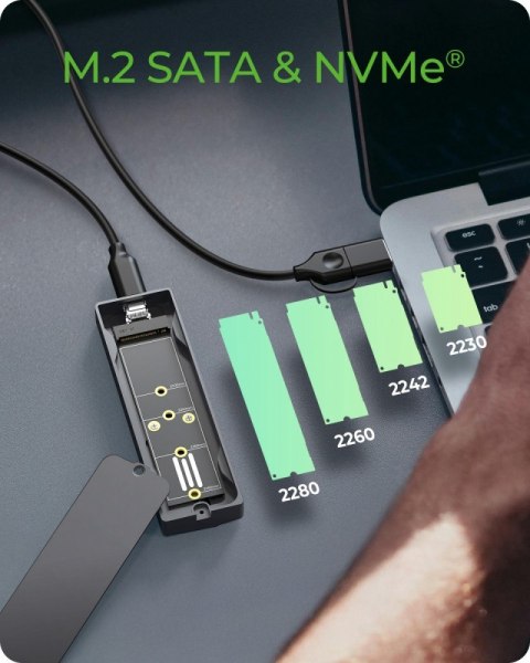 IcyBox Obudowa dysku IB-1826MCL-CU31 M.2 NVMe i SATA obudowa, RGB lighting, USB 3.2 Gen 2, 10 Gbps